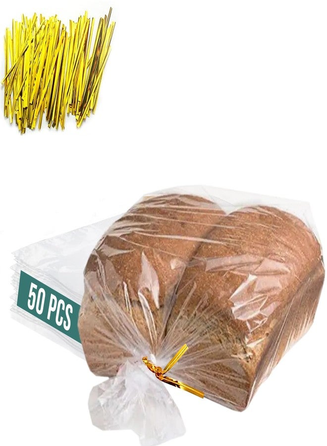 FUNSTITUTION Reusable Plastic Bread Bags for Homemade 10x22"- Clear Bag with Ties For An Airtight Moisture-free Preservation and Storage- Loaf Home Bakers Bakery Owners (50) - Image 1